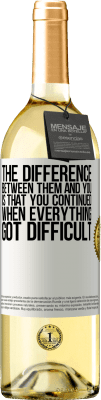 29,95 € Free Shipping | White Wine WHITE Edition The difference between them and you, is that you continued when everything got difficult White Label. Customizable label Young wine Harvest 2025 Verdejo
