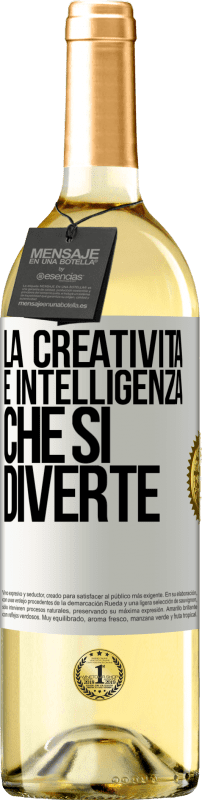 29,95 € Spedizione Gratuita | Vino bianco Edizione WHITE La creatività è intelligenza che si diverte Etichetta Bianca. Etichetta personalizzabile Vino giovane Raccogliere 2024 Verdejo