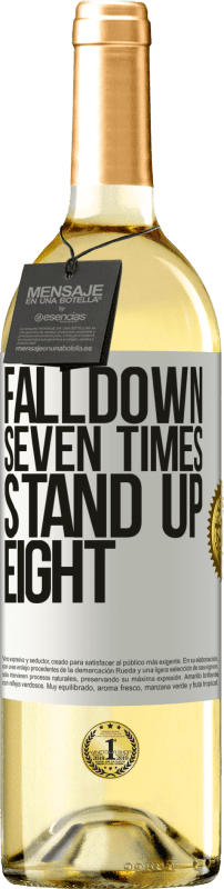 29,95 € Kostenloser Versand | Weißwein WHITE Ausgabe Falldown seven times. Stand up eight Weißes Etikett. Anpassbares Etikett Junger Wein Ernte 2024 Verdejo