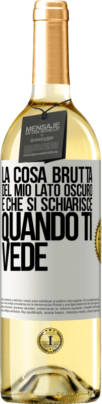 29,95 € Spedizione Gratuita | Vino bianco Edizione WHITE La cosa brutta del mio lato oscuro è che si schiarisce quando ti vede Etichetta Bianca. Etichetta personalizzabile Vino giovane Raccogliere 2024 Verdejo