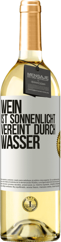 29,95 € Kostenloser Versand | Weißwein WHITE Ausgabe Wein ist Sonnenlicht, vereint durch Wasser Weißes Etikett. Anpassbares Etikett Junger Wein Ernte 2024 Verdejo