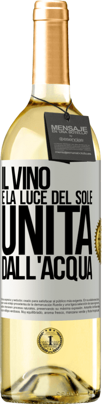 29,95 € Spedizione Gratuita | Vino bianco Edizione WHITE Il vino è la luce del sole, unita dall'acqua Etichetta Bianca. Etichetta personalizzabile Vino giovane Raccogliere 2024 Verdejo