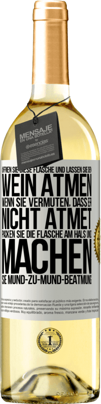 29,95 € Kostenloser Versand | Weißwein WHITE Ausgabe Öffnen Sie diese Flasche und lassen Sie den Wein atmen. Wenn Sie vermuten, dass er nicht atmet, packen Sie die Flasche am Hals u Weißes Etikett. Anpassbares Etikett Junger Wein Ernte 2024 Verdejo