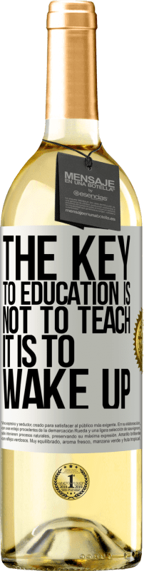29,95 € 免费送货 | 白葡萄酒 WHITE版 教育的关键不是教书，而是醒来 白标. 可自定义的标签 青年酒 收成 2023 Verdejo