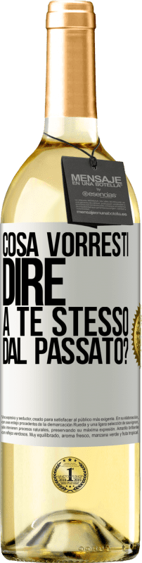 29,95 € Spedizione Gratuita | Vino bianco Edizione WHITE cosa vorresti dire a te stesso dal passato? Etichetta Bianca. Etichetta personalizzabile Vino giovane Raccogliere 2024 Verdejo