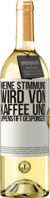 29,95 € Kostenloser Versand | Weißwein WHITE Ausgabe Meine Stimmung wird von Kaffee und Lippenstift gesponsert Weißes Etikett. Anpassbares Etikett Junger Wein Ernte 2024 Verdejo