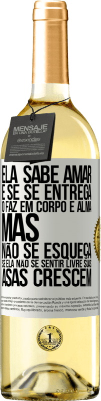 29,95 € Envio grátis | Vinho branco Edição WHITE Ele sabe amar e, se se entrega, o faz em corpo e alma. Mas, não se esqueça, se você não se sentir livre, suas asas crescem Etiqueta Branca. Etiqueta personalizável Vinho jovem Colheita 2024 Verdejo