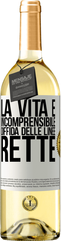 29,95 € Spedizione Gratuita | Vino bianco Edizione WHITE La vita è incomprensibile, diffida delle linee rette Etichetta Bianca. Etichetta personalizzabile Vino giovane Raccogliere 2024 Verdejo