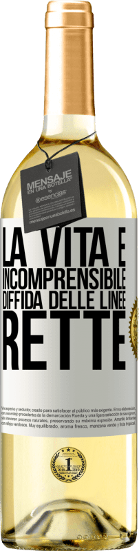 29,95 € Spedizione Gratuita | Vino bianco Edizione WHITE La vita è incomprensibile, diffida delle linee rette Etichetta Bianca. Etichetta personalizzabile Vino giovane Raccogliere 2025 Verdejo