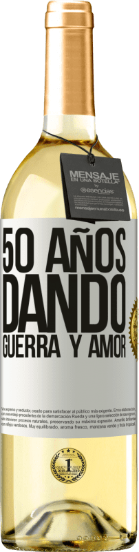 29,95 € Envío gratis | Vino Blanco Edición WHITE 50 años dando guerra y amor Etiqueta Blanca. Etiqueta personalizable Vino joven Cosecha 2023 Verdejo