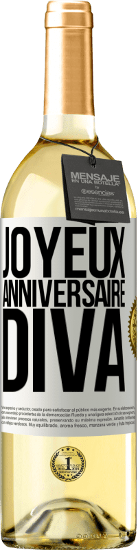 29,95 € Envoi gratuit | Vin blanc Édition WHITE Joyeux anniversaire, Diva Étiquette Blanche. Étiquette personnalisable Vin jeune Récolte 2024 Verdejo