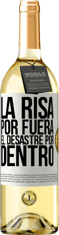 29,95 € Envío gratis | Vino Blanco Edición WHITE La risa por fuera, el desastre por dentro Etiqueta Blanca. Etiqueta personalizable Vino joven Cosecha 2023 Verdejo