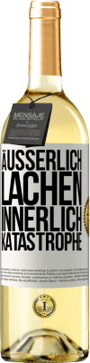 29,95 € Kostenloser Versand | Weißwein WHITE Ausgabe Äußerlich Lachen, innerlich Katastrophe Weißes Etikett. Anpassbares Etikett Junger Wein Ernte 2023 Verdejo