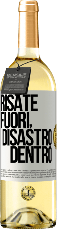 29,95 € Spedizione Gratuita | Vino bianco Edizione WHITE Risate fuori, disastro dentro Etichetta Bianca. Etichetta personalizzabile Vino giovane Raccogliere 2023 Verdejo