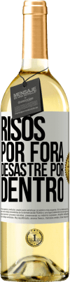 29,95 € Envio grátis | Vinho branco Edição WHITE Risos por fora, desastre por dentro Etiqueta Branca. Etiqueta personalizável Vinho jovem Colheita 2023 Verdejo