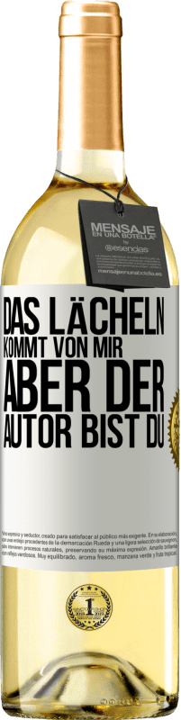 29,95 € Kostenloser Versand | Weißwein WHITE Ausgabe Das Lächeln kommt von mir, aber der Autor bist du Weißes Etikett. Anpassbares Etikett Junger Wein Ernte 2024 Verdejo