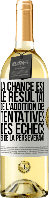 29,95 € Envoi gratuit | Vin blanc Édition WHITE La chance est le résultat de l'addition des tentatives, des échecs et de la persévérance Étiquette Blanche. Étiquette personnalisable Vin jeune Récolte 2024 Verdejo