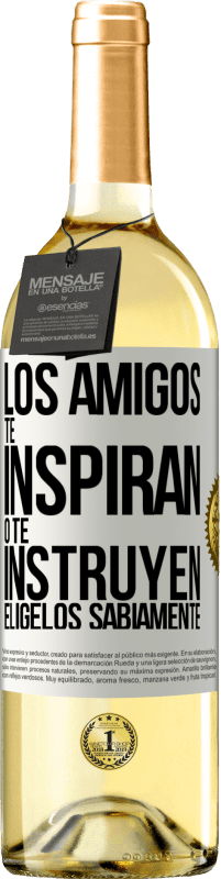 29,95 € Envío gratis | Vino Blanco Edición WHITE Los amigos te inspiran o te instruyen. Elígelos sabiamente Etiqueta Blanca. Etiqueta personalizable Vino joven Cosecha 2023 Verdejo