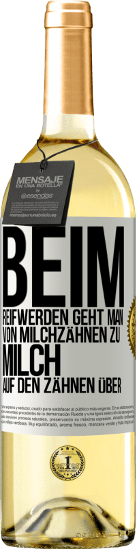 29,95 € Kostenloser Versand | Weißwein WHITE Ausgabe Beim Reifwerden geht man von Milchzähnen zu Milch auf den Zähnen über Weißes Etikett. Anpassbares Etikett Junger Wein Ernte 2023 Verdejo