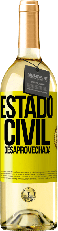 29,95 € Envío gratis | Vino Blanco Edición WHITE Estado civil: desaprovechada Etiqueta Amarilla. Etiqueta personalizable Vino joven Cosecha 2024 Verdejo