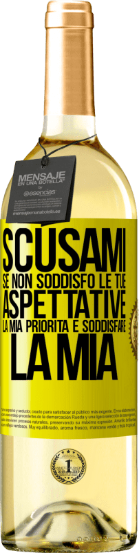 29,95 € Spedizione Gratuita | Vino bianco Edizione WHITE Scusami se non soddisfo le tue aspettative. La mia priorità è soddisfare la mia Etichetta Gialla. Etichetta personalizzabile Vino giovane Raccogliere 2024 Verdejo