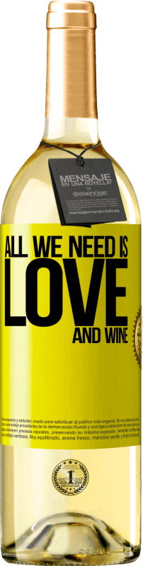 29,95 € Бесплатная доставка | Белое вино Издание WHITE All we need is love and wine Желтая этикетка. Настраиваемая этикетка Молодое вино Урожай 2023 Verdejo