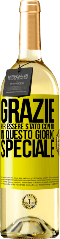 29,95 € Spedizione Gratuita | Vino bianco Edizione WHITE Grazie per essere stato con noi in questo giorno speciale Etichetta Gialla. Etichetta personalizzabile Vino giovane Raccogliere 2024 Verdejo