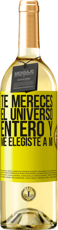 29,95 € Envío gratis | Vino Blanco Edición WHITE Te mereces el universo entero y me elegiste a mí Etiqueta Amarilla. Etiqueta personalizable Vino joven Cosecha 2024 Verdejo