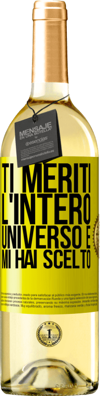 29,95 € Spedizione Gratuita | Vino bianco Edizione WHITE Ti meriti l'intero universo e mi hai scelto Etichetta Gialla. Etichetta personalizzabile Vino giovane Raccogliere 2024 Verdejo