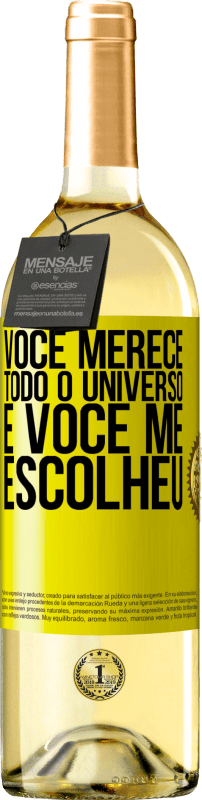 29,95 € Envio grátis | Vinho branco Edição WHITE Você merece todo o universo e você me escolheu Etiqueta Amarela. Etiqueta personalizável Vinho jovem Colheita 2024 Verdejo