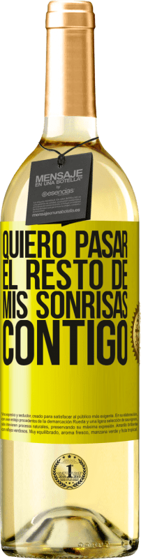 29,95 € Envío gratis | Vino Blanco Edición WHITE Quiero pasar el resto de mis sonrisas contigo Etiqueta Amarilla. Etiqueta personalizable Vino joven Cosecha 2024 Verdejo