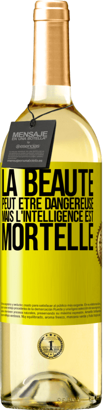 29,95 € Envoi gratuit | Vin blanc Édition WHITE La beauté peut être dangereuse, mais l'intelligence est mortelle Étiquette Jaune. Étiquette personnalisable Vin jeune Récolte 2024 Verdejo