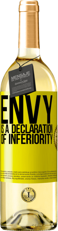 29,95 € Free Shipping | White Wine WHITE Edition Envy is a declaration of inferiority Yellow Label. Customizable label Young wine Harvest 2023 Verdejo