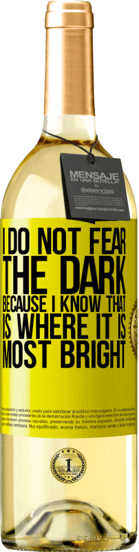 29,95 € Free Shipping | White Wine WHITE Edition I do not fear the dark, because I know that is where it is most bright Yellow Label. Customizable label Young wine Harvest 2023 Verdejo