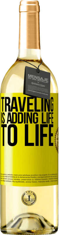 29,95 € 免费送货 | 白葡萄酒 WHITE版 旅行为生活增添了活力 黄色标签. 可自定义的标签 青年酒 收成 2023 Verdejo