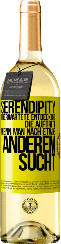 29,95 € Kostenloser Versand | Weißwein WHITE Ausgabe Serendipity: Unerwartete Entdeckung, die auftritt, wenn man nach etwas anderem sucht Gelbes Etikett. Anpassbares Etikett Junger Wein Ernte 2024 Verdejo