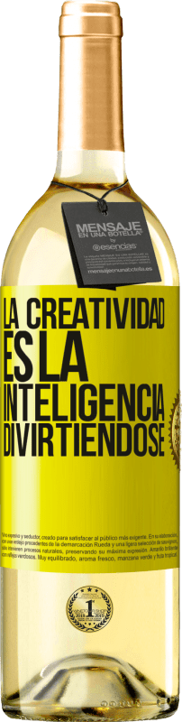 29,95 € Envío gratis | Vino Blanco Edición WHITE La creatividad es la inteligencia divirtiéndose Etiqueta Amarilla. Etiqueta personalizable Vino joven Cosecha 2024 Verdejo