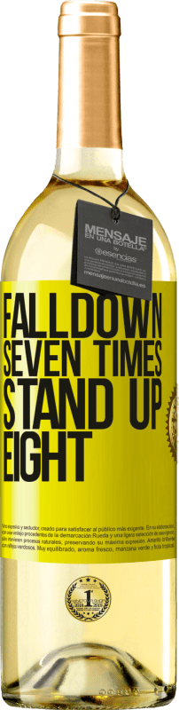 29,95 € Kostenloser Versand | Weißwein WHITE Ausgabe Falldown seven times. Stand up eight Gelbes Etikett. Anpassbares Etikett Junger Wein Ernte 2023 Verdejo