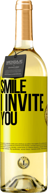 29,95 € Free Shipping | White Wine WHITE Edition Smile I invite you Yellow Label. Customizable label Young wine Harvest 2023 Verdejo