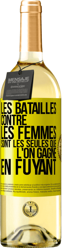 29,95 € Envoi gratuit | Vin blanc Édition WHITE Les batailles contre les femmes sont les seules que l'on gagne en fuyant Étiquette Jaune. Étiquette personnalisable Vin jeune Récolte 2024 Verdejo