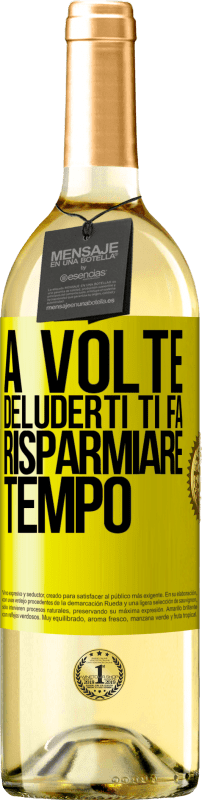 29,95 € Spedizione Gratuita | Vino bianco Edizione WHITE A volte, deluderti ti fa risparmiare tempo Etichetta Gialla. Etichetta personalizzabile Vino giovane Raccogliere 2025 Verdejo