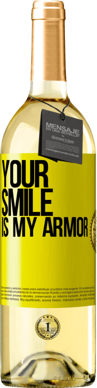 29,95 € 免费送货 | 白葡萄酒 WHITE版 你的笑容是我的盔甲 黄色标签. 可自定义的标签 青年酒 收成 2023 Verdejo