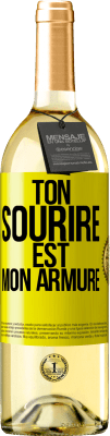 29,95 € Envoi gratuit | Vin blanc Édition WHITE Ton sourire est mon armure Étiquette Jaune. Étiquette personnalisable Vin jeune Récolte 2023 Verdejo