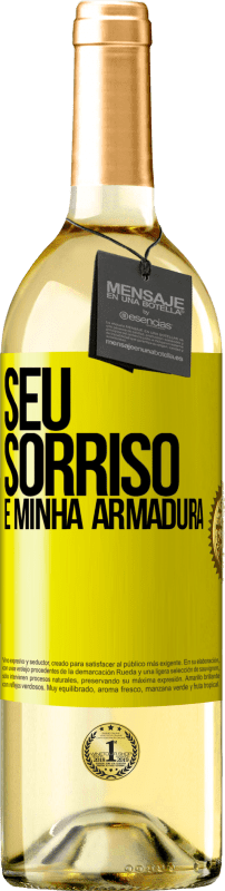 29,95 € Envio grátis | Vinho branco Edição WHITE Seu sorriso é minha armadura Etiqueta Amarela. Etiqueta personalizável Vinho jovem Colheita 2024 Verdejo