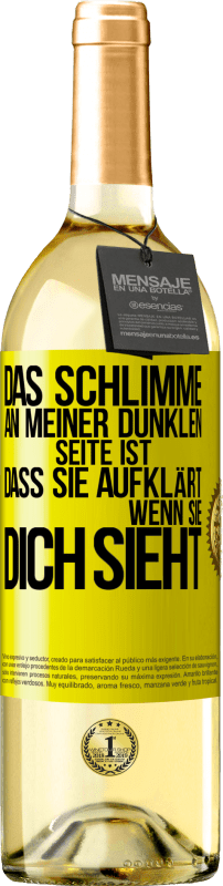 29,95 € Kostenloser Versand | Weißwein WHITE Ausgabe Das Schlimme an meiner dunklen Seite ist, dass sie aufklärt, wenn sie dich sieht Gelbes Etikett. Anpassbares Etikett Junger Wein Ernte 2025 Verdejo