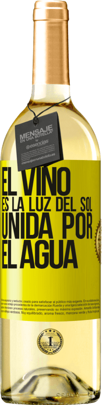 29,95 € Envío gratis | Vino Blanco Edición WHITE El vino es la luz del sol, unida por el agua Etiqueta Amarilla. Etiqueta personalizable Vino joven Cosecha 2023 Verdejo