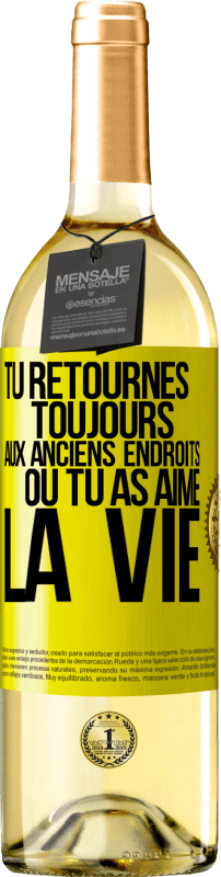 29,95 € Envoi gratuit | Vin blanc Édition WHITE Tu retournes toujours aux anciens endroits où tu as aimé la vie Étiquette Jaune. Étiquette personnalisable Vin jeune Récolte 2024 Verdejo