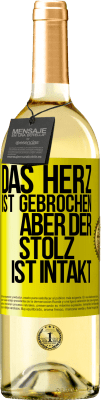 29,95 € Kostenloser Versand | Weißwein WHITE Ausgabe Das Herz ist gebrochen. Aber der Stolz ist intakt Gelbes Etikett. Anpassbares Etikett Junger Wein Ernte 2024 Verdejo