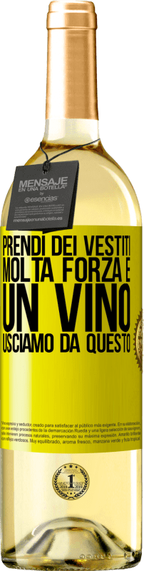 29,95 € Spedizione Gratuita | Vino bianco Edizione WHITE Prendi dei vestiti, molta forza e un vino. Usciamo da questo Etichetta Gialla. Etichetta personalizzabile Vino giovane Raccogliere 2024 Verdejo