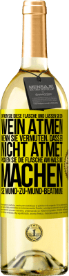 29,95 € Kostenloser Versand | Weißwein WHITE Ausgabe Öffnen Sie diese Flasche und lassen Sie den Wein atmen. Wenn Sie vermuten, dass er nicht atmet, packen Sie die Flasche am Hals u Gelbes Etikett. Anpassbares Etikett Junger Wein Ernte 2024 Verdejo